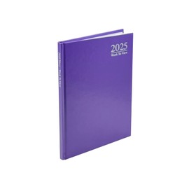 2025 A4 / A5 / A6 Diary Day to Page or Week to View Desk Diary Hard Back Casebound Back Cover (Purple, A5 Wtv)