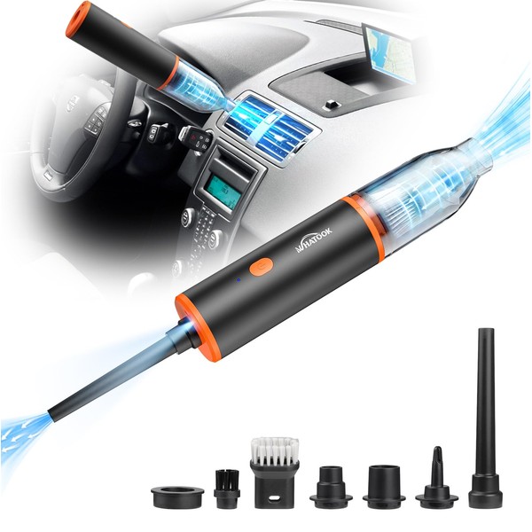 WHATOOK Car Vacuum Cleaner, 2 in 1 Electric Wireless Dust Remover & Vacuum Cleaner, 3 Speed 100000RPM/12000PA Wireless Vacuum Cleaner, Air Duster for Keyboard, PC, Home and Car Cleaning