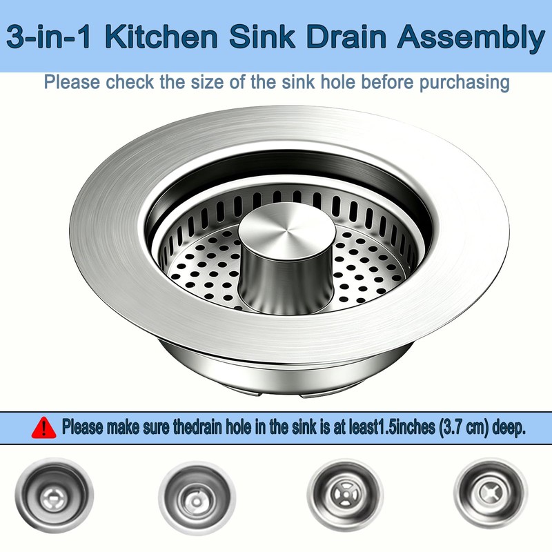 3 in 1 Kitchen Sink Stopper, Pop Up Kitchen Sink