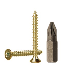 (Pack of 100) Yellow Zinc Plated Steel 3.0 x 35mm Wood Screws Chipboard Screws Universal Pozi Drive Screw PZ Full Thread Pozidriv Countersunk Head (100, 3.0 x 35mm)