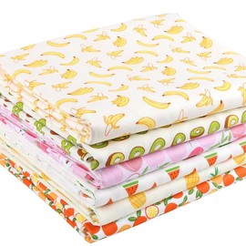 CraftsFabrics 6 Pack 100% Cotton Yellow Fruit Series Cotton Fabric Quilting Patchwork Fat Quarter Bundles for Sewing Crafts