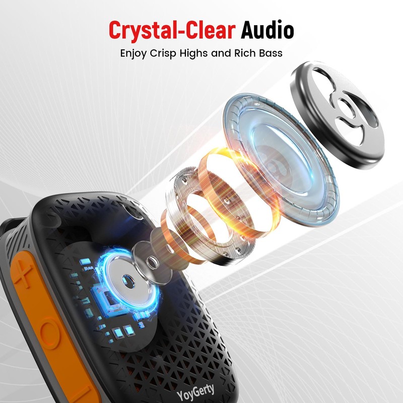 yoygerty 2026 Upgrade Wearable Bluetooth 5.4 Speaker, IPX7 Waterproof Clip-on