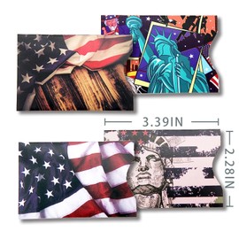 DEEZOMO RFID Blocking Sleeves (10 RFID Blocking Sleeves, 5 Unique Designs) Identity Theft Protection Travel Case Set (American Element) (Side Load)