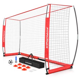 8X6FT Soccer Goals for Backyard,Portable Soccer Goal Training Equipment,Collapsible Metal Base Soccer Net Set,1 Goal +1 Soccer Ball + 6 Cones + 1 Ball Pump + 1 Carry Bag