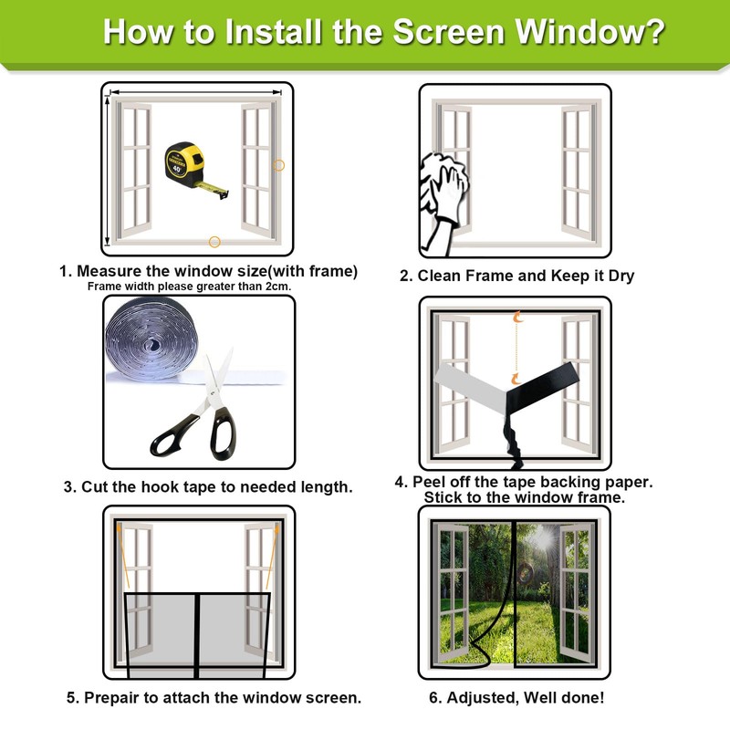 Risareyi Magnetic Fly Screens for Windows 70x150cm, Upgraded Black Mesh