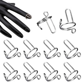 10 Pcs Wudu Nail Rings Adjustable Fingernail Rings Reusable Nail Non-Tarnish For Daily Wear Press on Nails with No Glue For Nails Art DIY Decoration (Silver)