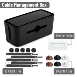 Bates- Cable Management Box, Medium, Cable Organizer Box, Cord Organizer Box, Cable Box Organizer, Cord Management Box, Cord Hider Box, Cord Box for Wires on Floor, Power Strip Cover Box Baby Proof