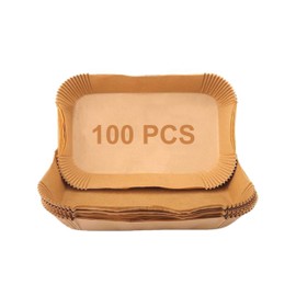 Airfryer Liners air Fryer Paper Liner Round Ninja air Fryer Liners Disposable air Fryer Liners Parchment Paper air Fryer Baking Paper air Fryer (100 Pcs Rectangle Disposible)