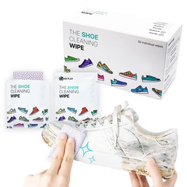 KN FLAX The Shoe Cleaning Wipe Quick Sneaker Wipes (30 Count - Individually Packed) Dual Texture for Stubborn Scuff, Dirt and Stain on Leather, Rubber Sneakers & Boots; Easy to Use, On-The-Go
