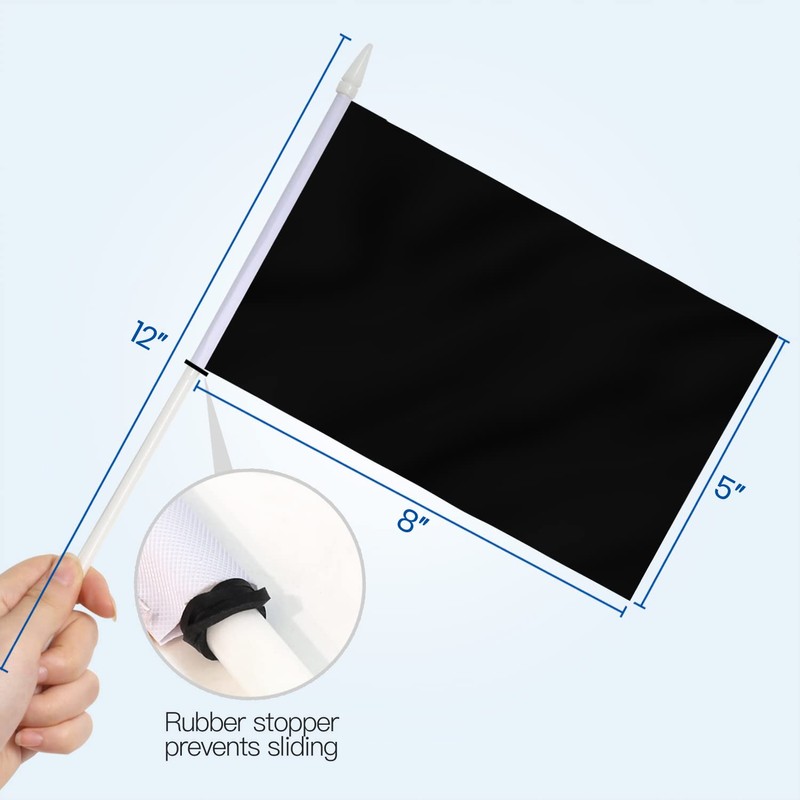 Anley Black Mini Flag 12 Pack - Hand Held Small