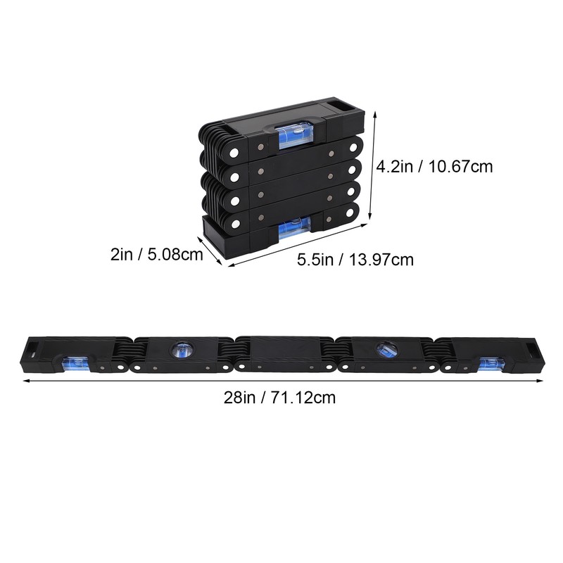 Folding Level Ruler Aluminum Alloy 4 Bubble Multifunction Multi Angle