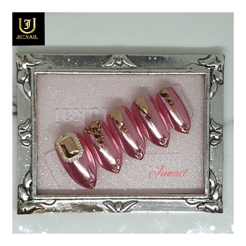 Luxury pink gold handmade nail tips - Short C curve