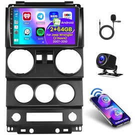 Roinvou [2G+64G] Car Radio for Jeep Wrangler (2 Doors) 2007-2010 with Wireless Carplay/Android Auto, 9 Inch Android 13 IPS Touch Screen Car Stereo, Bluetooth, GPS Navi, WiFi, SWC, 28UI, DSP