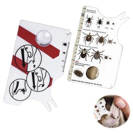 LUMOOM 2PCS Zeckenentferner mit Lupe, Schnelle Reinigung Von Zeckenkarte für Mensch Haustiere, Zecken entfernen Waagenkarte für Outdoor