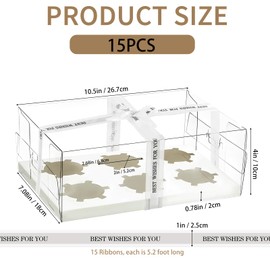Seuqhck 15 Pack Clear Cupcake Boxes, 6 Compartment Cupcake Container Set, Stackable Plastic Dessert Box with Gift Ribbon for Muffins, Macarons, Cookies, Dessert, Party(10.5 x 7.08 x 4 Inches)