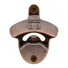 HAIICEN Antique Copper Beer Opener Wall Mount, Vintage Route 66 Mountable Bottle Cap Opener for Home Bar Kitchen