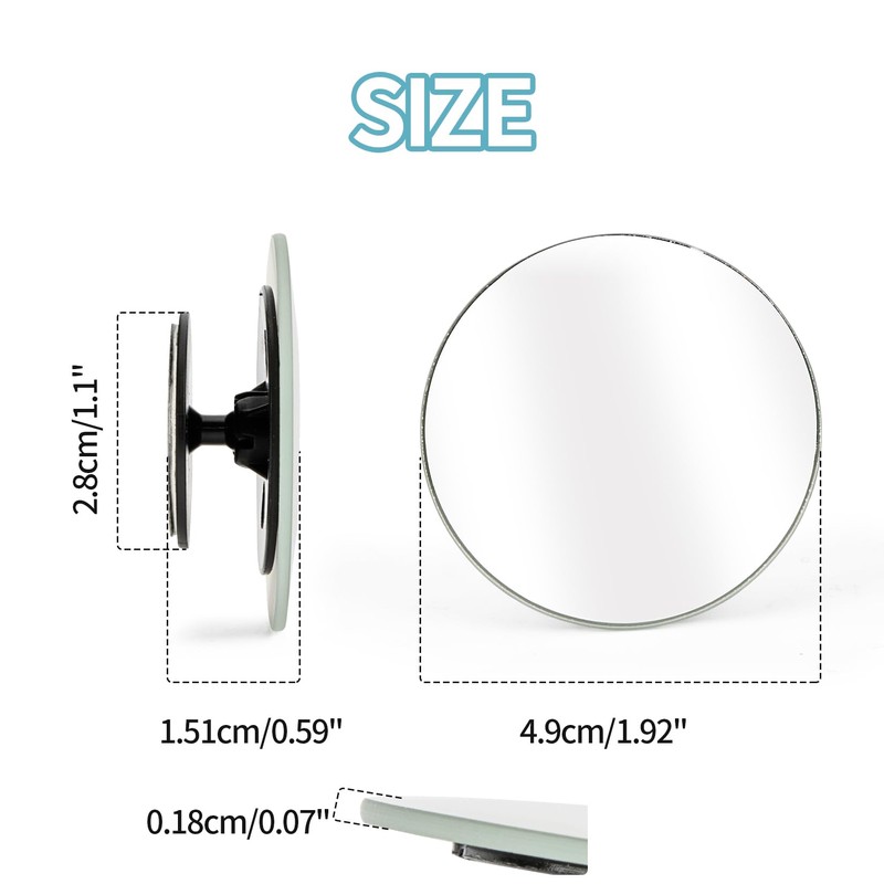 PSLER 2" Round Frameless Convex Car Blind Spot Mirror, 360