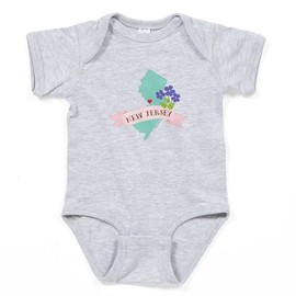 CafePress New Jersey State Outline Violet Flower Baby Bodysu Cute Baby Bodysuit Romper Dark