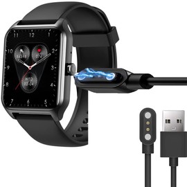 Compatible for Tensky Smartwatch 1.8" Charger, 2 Pin Magnetic USB Replacement Charging Compatible with Tensky LW83 Smartwatch 1.8 inches (Black+White)