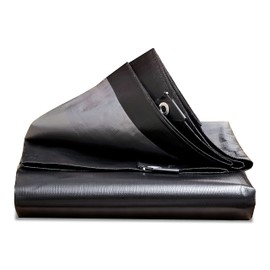 Tarpaulin Strengthened Waterproof with eyelets, Black-Grey, Heavy Duty, Multi-use Cover Protection, Tear-resistant protective, Made of 235gram/sm Reinforcing Mesh, Super sturdy ([m]1.5x2 || 4.9'x6.6')
