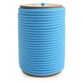 PerkHomy 200 Feet Cotton Rope 3/16" (5mm) Multi Purpose Utility Diamond Braided Cord, Natural Cotton for Clothes Line Camping Crafting Flag Pole, Blue