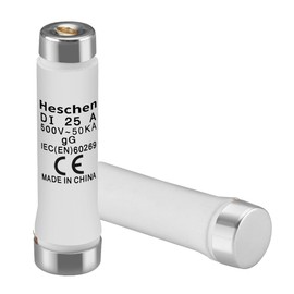 Heschen Ceramic Neozed Fuse Links, DI Type Fuse Link, 25A 500VAC, gG Type, for Cable and Line Protection, 10PCS
