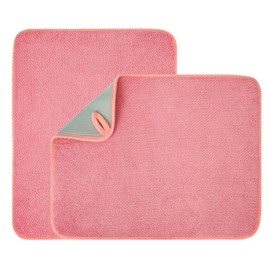 VESHE 2 Pack Microfiber Dish Drying Mat for Kitchen Counter,Ultra Absorbent Dish Drainer Mat ,Dish Drying Pad , Dish Rack Mat 20×15 Inch (Pink)