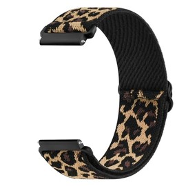Elastic Strap for Garmin Forerunner 255, 265, Venu 2/Venu 3/Vivoactive 4 45mm for Women Men, 20mm Adjustable Soft Nylon Stretchy Band for Garmin Forerunner 255/265 Music,Legacy Hero Strap Leopard