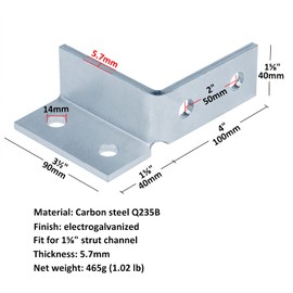Fanmao 4 Pcs 90 Degree Wing Shaped Fittings for 1‑5/8" Strut Channels, Left and Right Hand Installation Bracket, 7/32" Thick