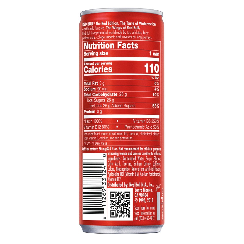 Red Bull Energy Drink, Watermelon, 8.4 Fl Oz, 24-Count