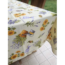 PAGO POCO Rectangular Tablecloth Lavender Design in All Sizes 100% Cotton Made in Italy