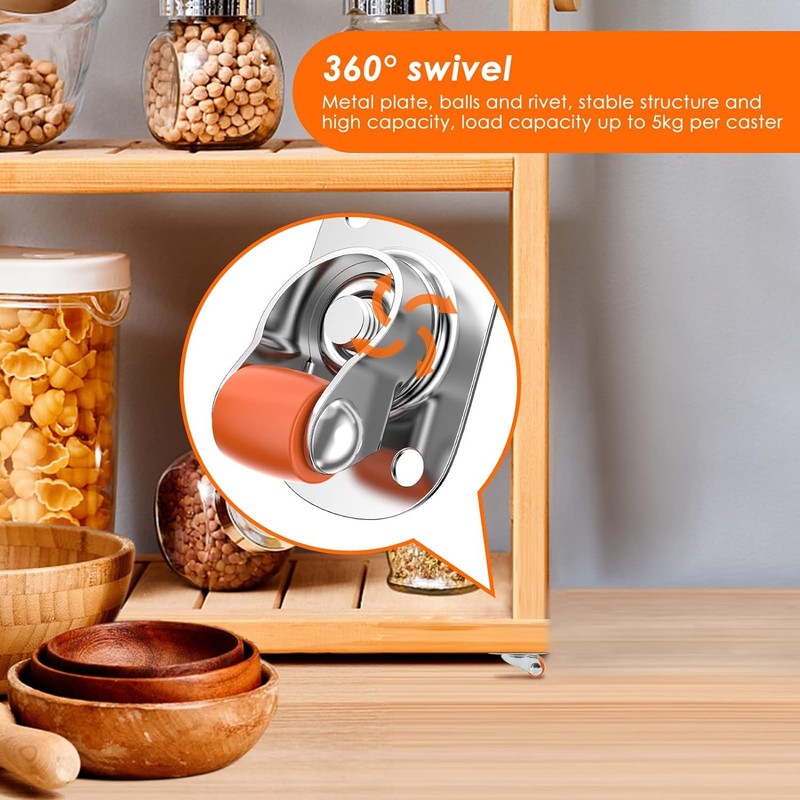 COOWOO 0.5" Oval Plate Self-Adhesive Caster Wheels, 360° Swivel, Strong