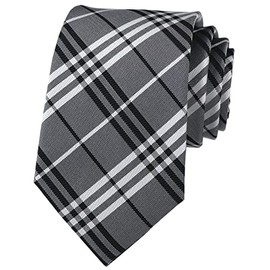 Gray White Black Self Ties Woven Narrow Party Cool Italy Necktie 3.15" for Men