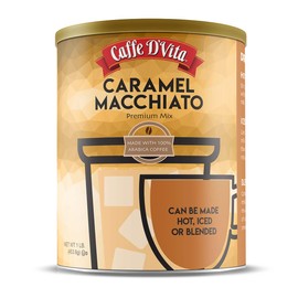 Caffe D'Vita Caramel Macchiato - Instant Coffee Powder Mix for Lattes, Gluten Free, No Cholesterol, No Hydrogenated Oils, Kosher-Dairy - 1 Lb Can