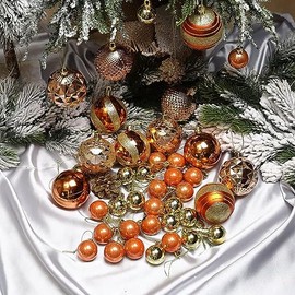 Juego de Adornos para árbol de Navidad, 42 Unidades Kit de Esferas Navideñas Decorativas Colgante para árboles de Navidad Adornos Surtidos para Pino
