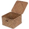 Moosky Wicker Shelf Baskets with Lid, Handwoven Seagrass Storage Basket