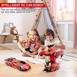 Blackma Remote Control Car - Transform, One-Button Deformation & 360°Rotating Drifting, 2.4Ghz 1:18 Scale Transform Robot RC Car for Kids Toys 3-12 Year Boys/Girls (Red)