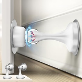 Magnetic Door Stoppers 2 Pack, Door Stops for Wall and Floor Mounting, Door stoppers for Bottom of Door Door Holder Keep Door Open, No Drilling Door Stop with 3D Adhesive Tapes