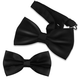 Mesybveo Pack of 2 Men's Bow Ties, Black, Bow Tie Suit Men, Bow Tie Self Tie with Hook Closure and Adjustable Band, Classic Pre-tied Bow Tie, Handmade, for Weddings, Festivals, black