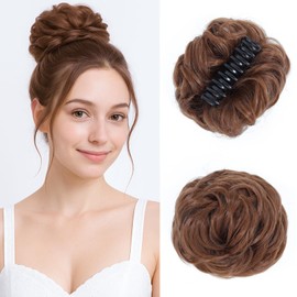 Purplelf Messy Bun Hair Piece, Claw Clip Bun Hair Pieces for women, Curly Fake Buns Tousled Updo Hairs Extensions for Daily Wear and Special Occasions (30#, 1 Count)
