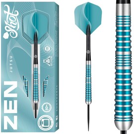 Shot! Steel Darts Zen Jutsu Match Dart 80% Tungsten Steeltip Darts | Soft Dart High Quality Tungsten Dart Set with Shafts and Flights Made in New Zealand (25 g)