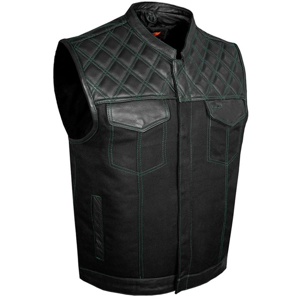 Dream Apparel Men’s SOA Denim & Leather Motorcycle Vest for