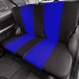 FH Group FB039013 Multi-Functional Cloth Split Bench Seat Cover (Full Split Bench Coverage) Blue/Black - Fit Most Car, Truck, SUV, or Van