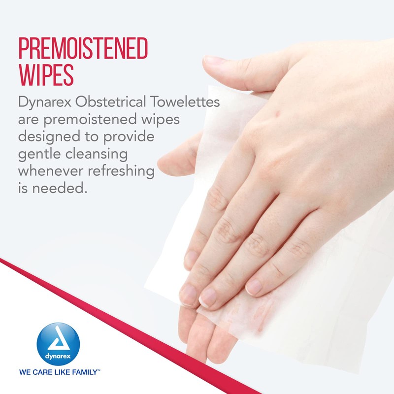Dynarex 1302 Obstetrical Towelette, Benzalkonium Chloride Wipes with 5% Alcohol,