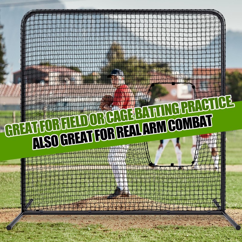 RoundFunny Baseball Pitching Net Screen 7ft x 7ft Softball Batting