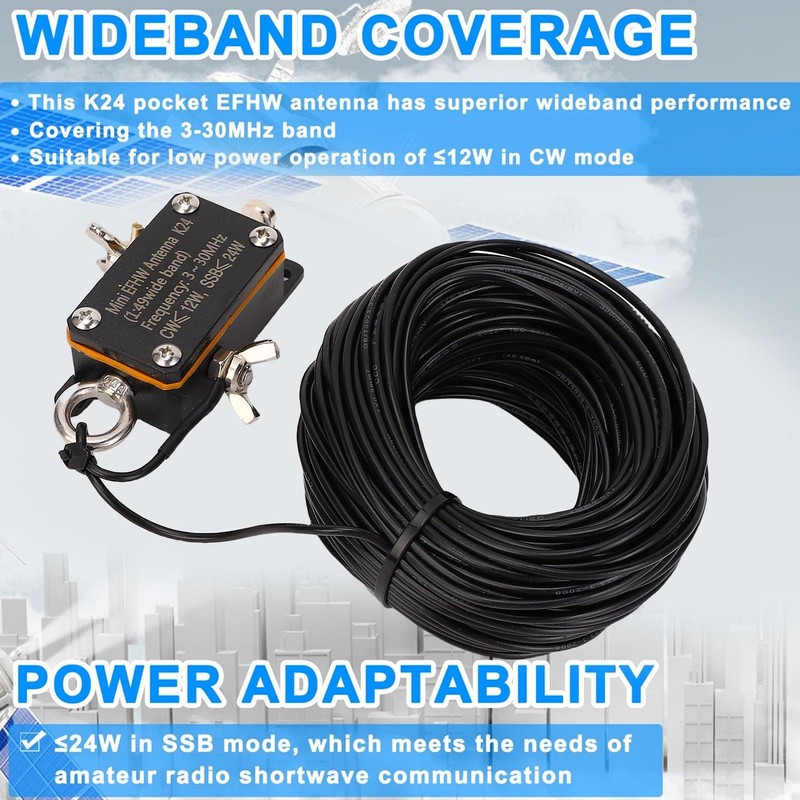 Portable Short Antenna, 3-30MHz FE8 CW SSB End Fed Half
