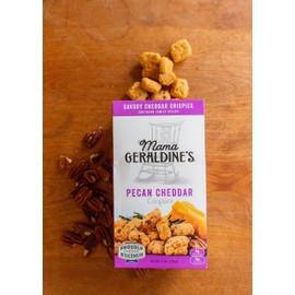 Mama Geraldine's Pecan Cheddar Crispies | Crunchy Snacks Crackers | 4.5 oz Party Appetizers | Made in USA (Pack of 1)
