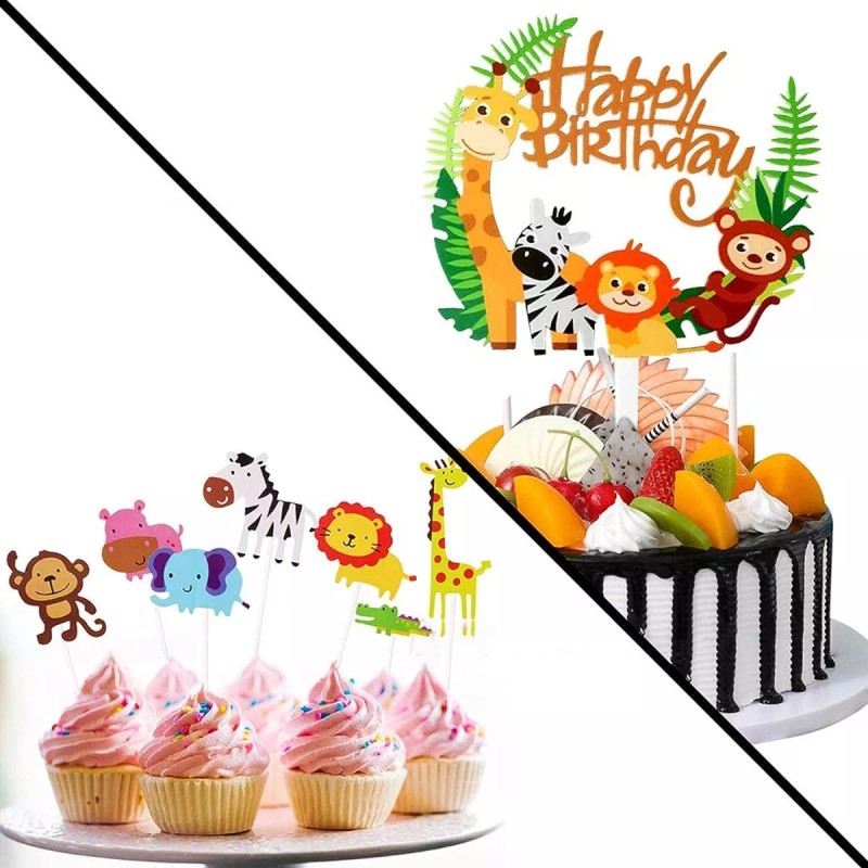 CONEJO MODA Decoración Pastel La Selva Animales Letrero Feliz Cumpleaño