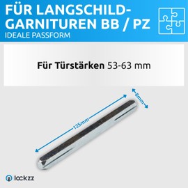 lockzz Square Pin 8 x 125 mm Galvanised - 8 mm Square for Door Handle & Handle Set Long Plate BB/PZ - For Door Thickness 53-63 mm - Sturdy Replacement Steel Handle Pin