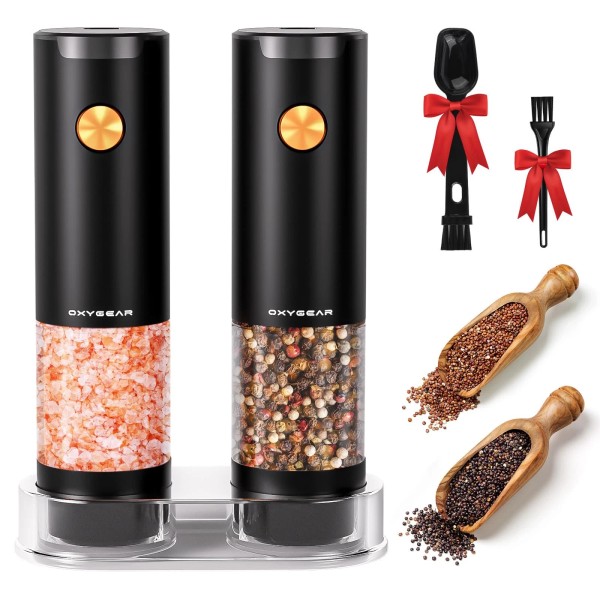 Oxygear Electric Salt and Pepper Grinder Set (2Pack) Battery Operated